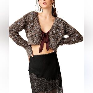 Free People Brown and Blue Sweater